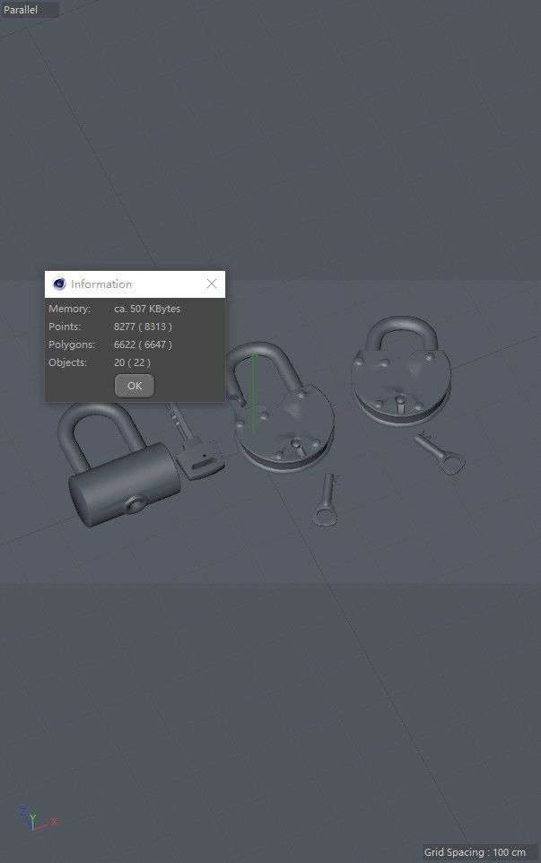 big lock iron lock lock padlock old lock antique lock 3D model_3