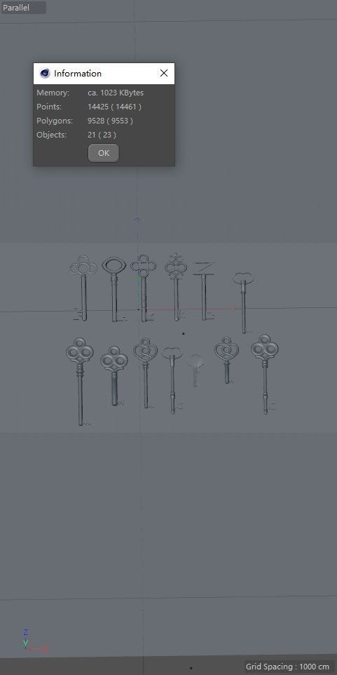 key old key treasure chest key keychain modern key 3D model_3