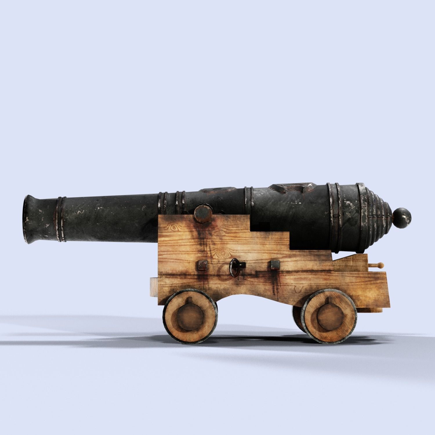 Rustic Ship Cannon 3D Model Low-poly 3D model_6