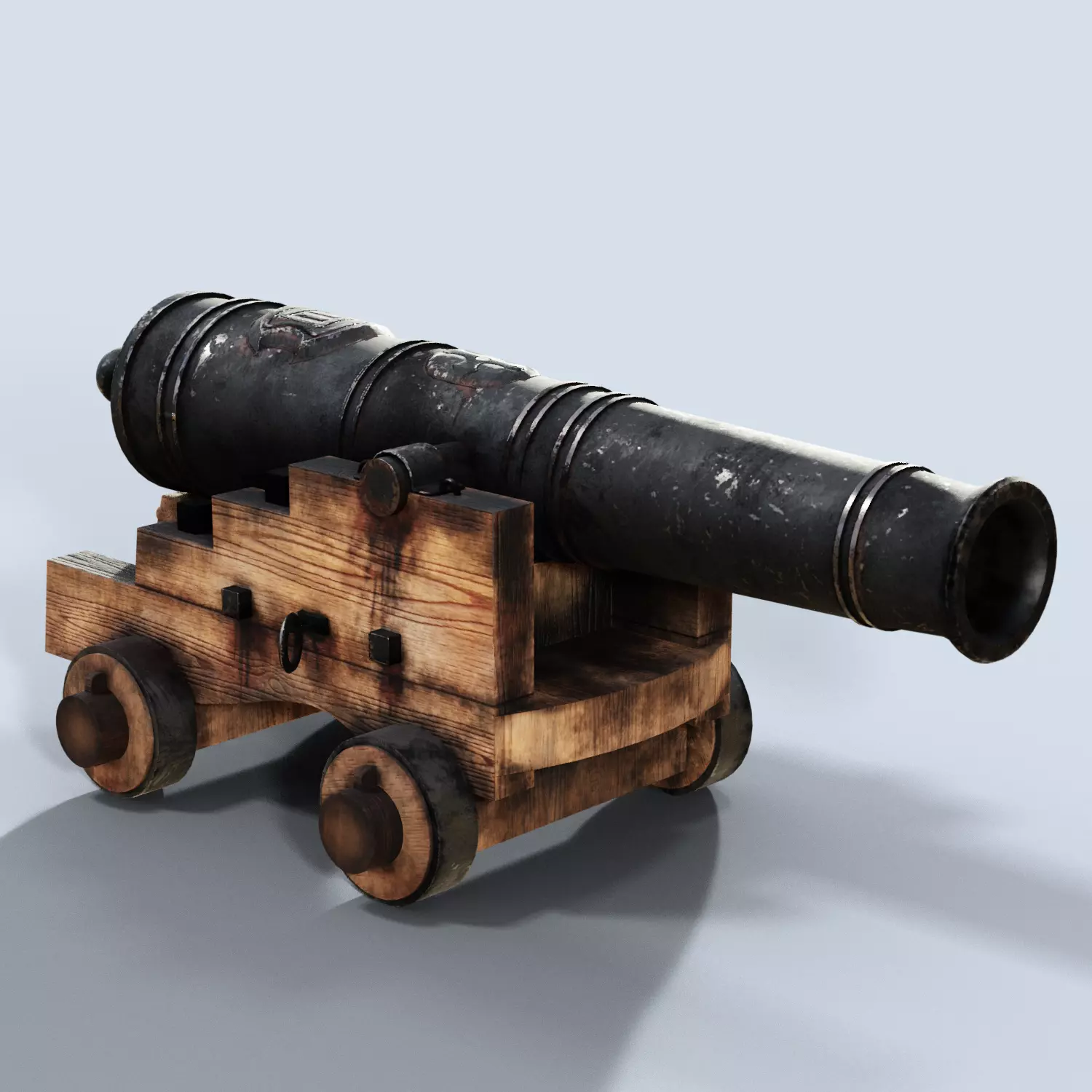 Rustic Ship Cannon 3D Model Low-poly 3D model_0