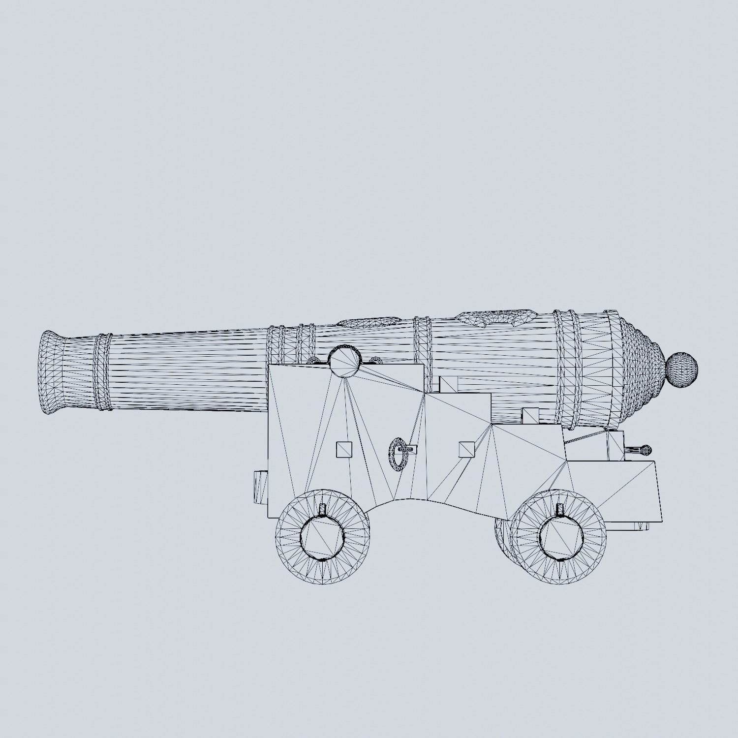 Rustic Ship Cannon 3D Model Low-poly 3D model_7