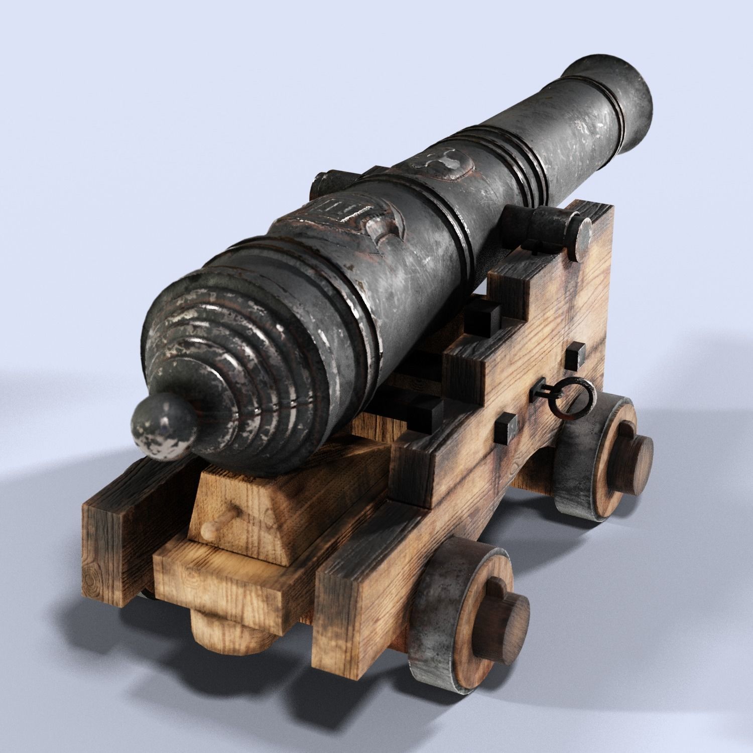 Rustic Ship Cannon 3D Model Low-poly 3D model_3
