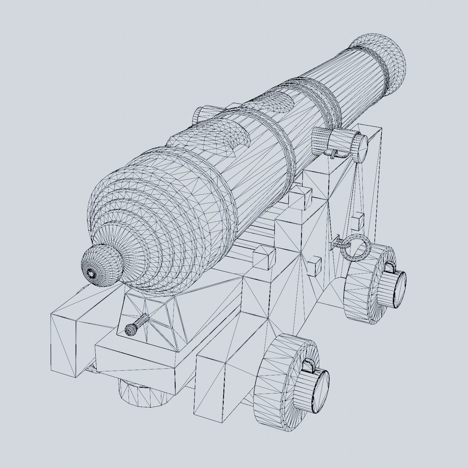 Rustic Ship Cannon 3D Model Low-poly 3D model_4