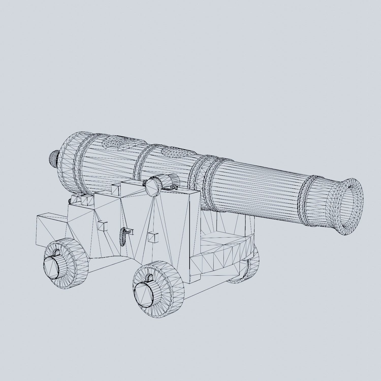 Rustic Ship Cannon 3D Model Low-poly 3D model_5