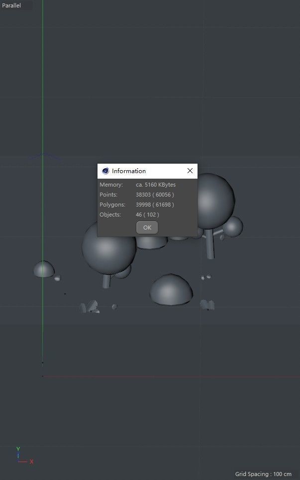 cartoon tree stone 3D model_3