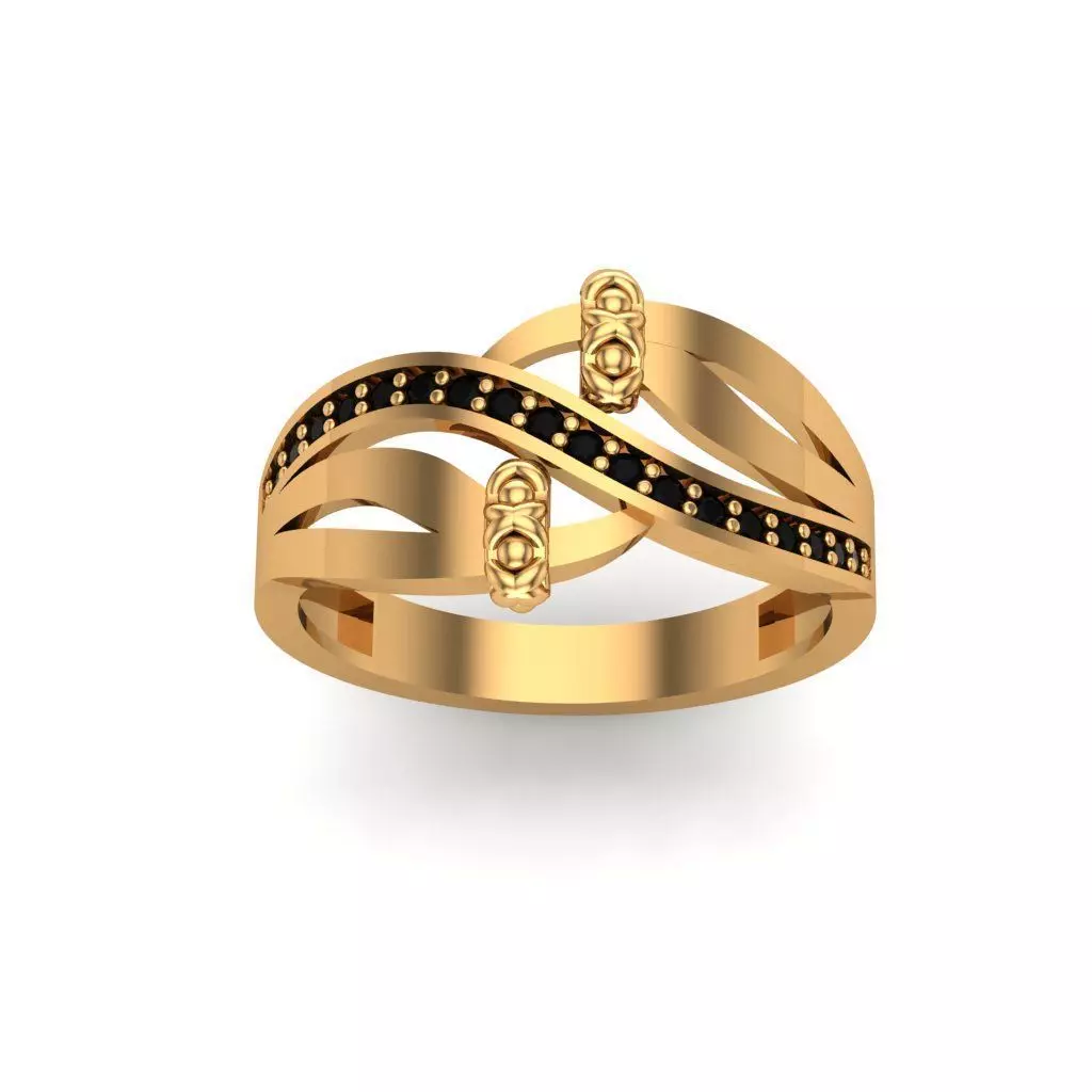 Jewelry gold ring with diamonds 3D print model