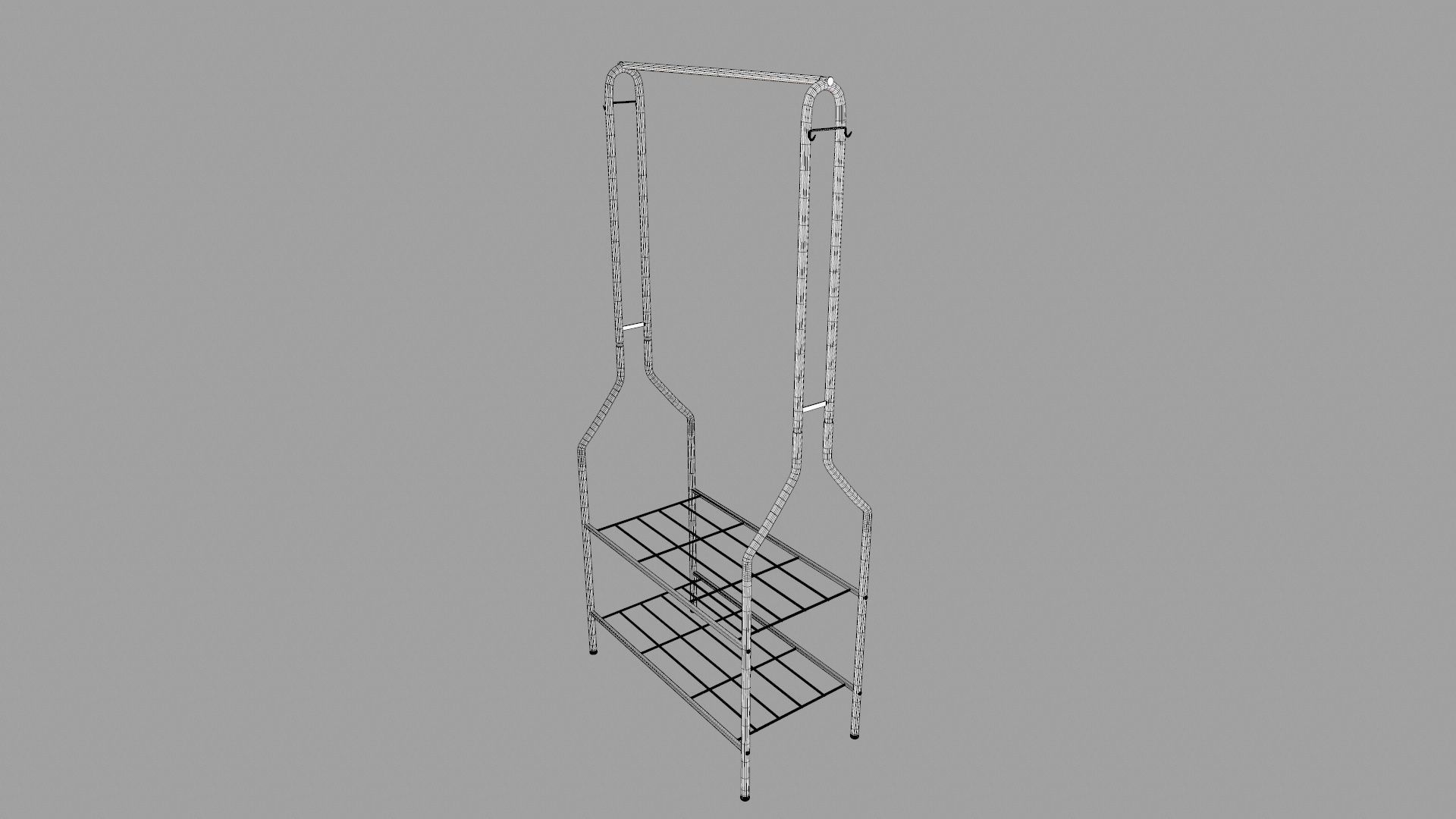 Black Metal Garment Rack 3D model CGTrader