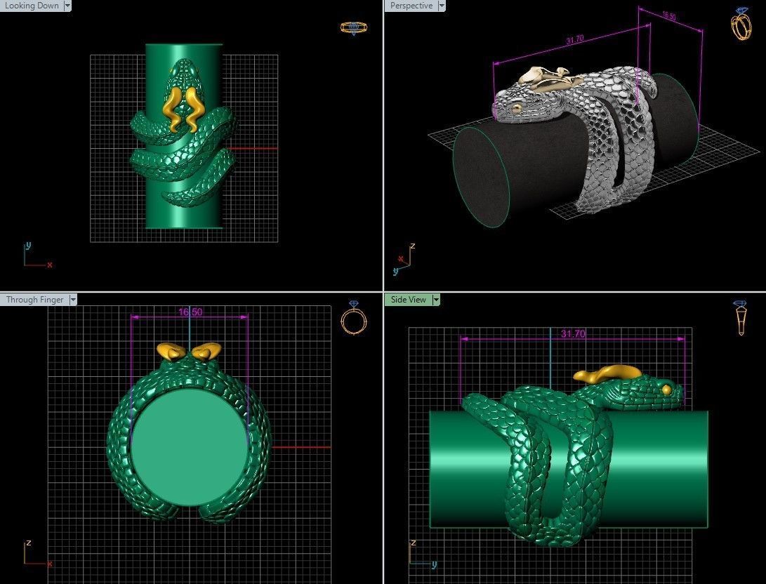 snake ring 3D print model_5