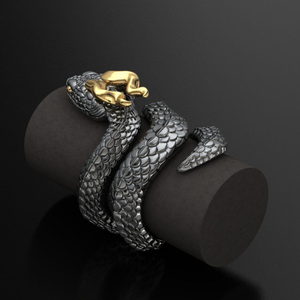 snake ring 3D print model_3