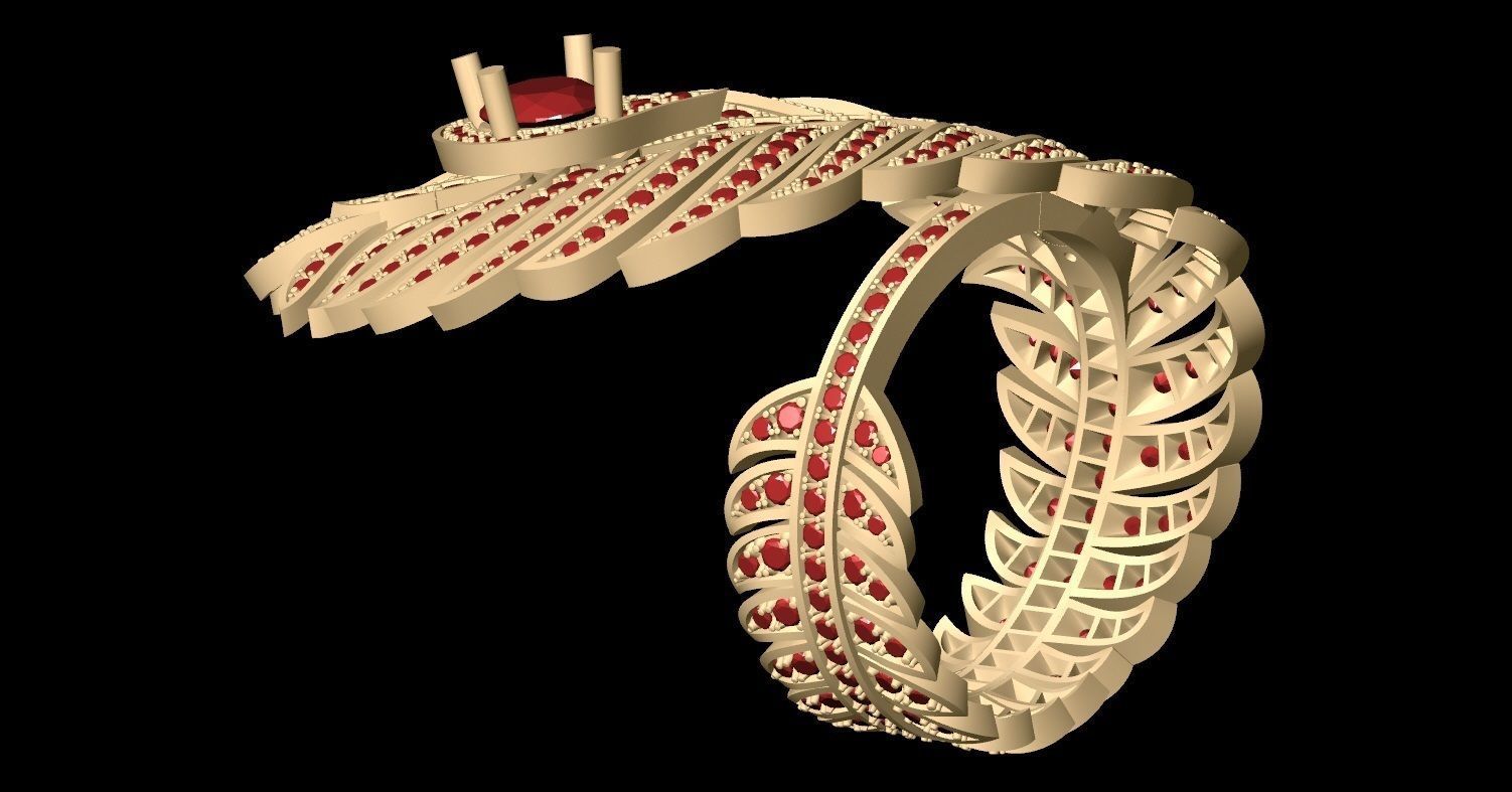 SRM-001 Big Feather Ring 3D print model_4