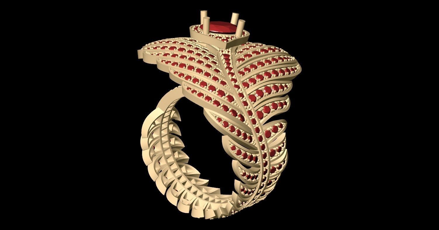 SRM-001 Big Feather Ring 3D print model_7