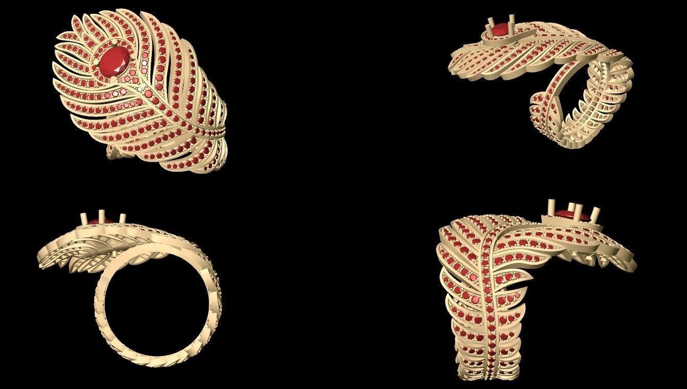 SRM-001 Big Feather Ring 3D print model_1