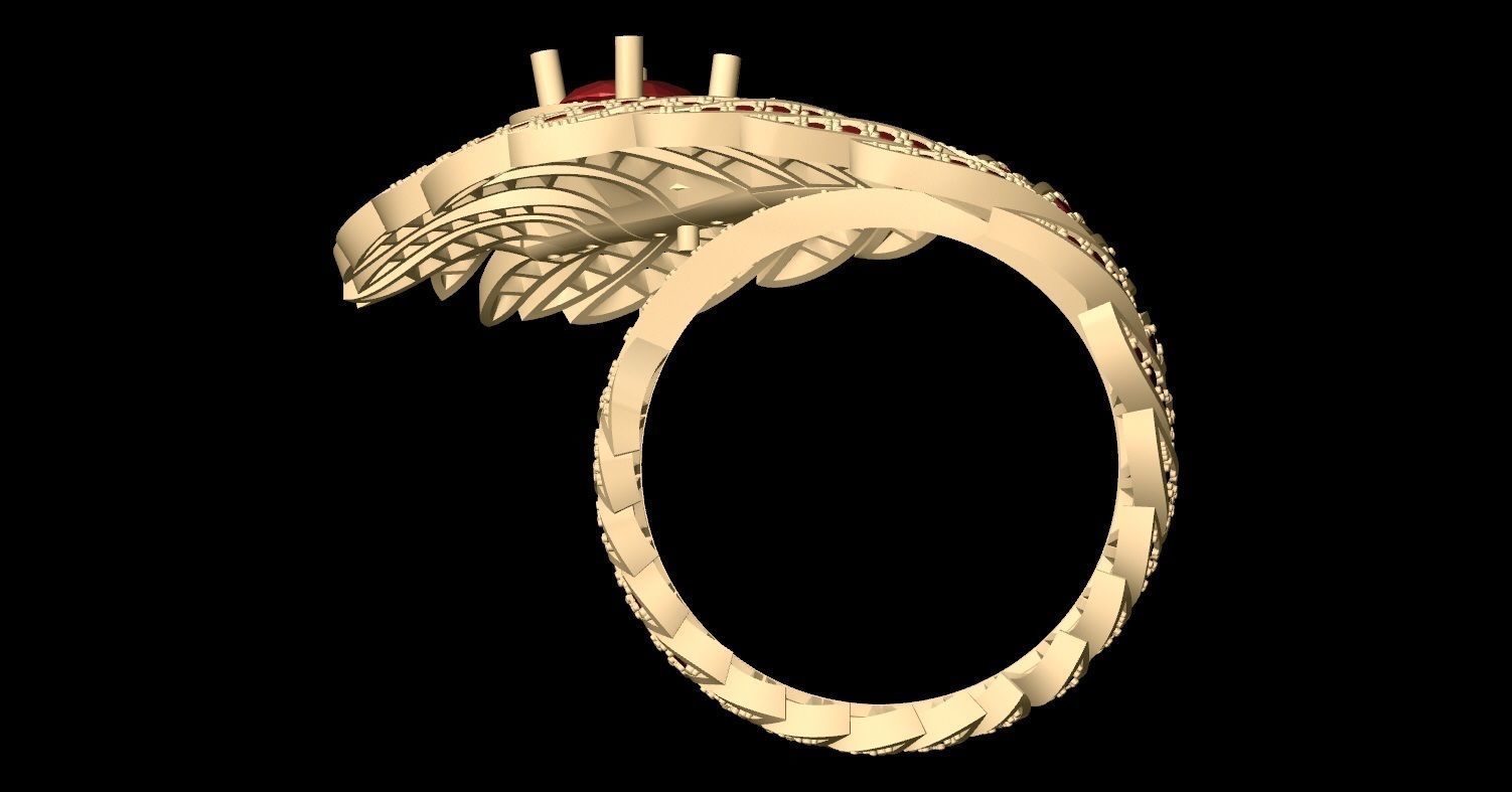 SRM-001 Big Feather Ring 3D print model_6