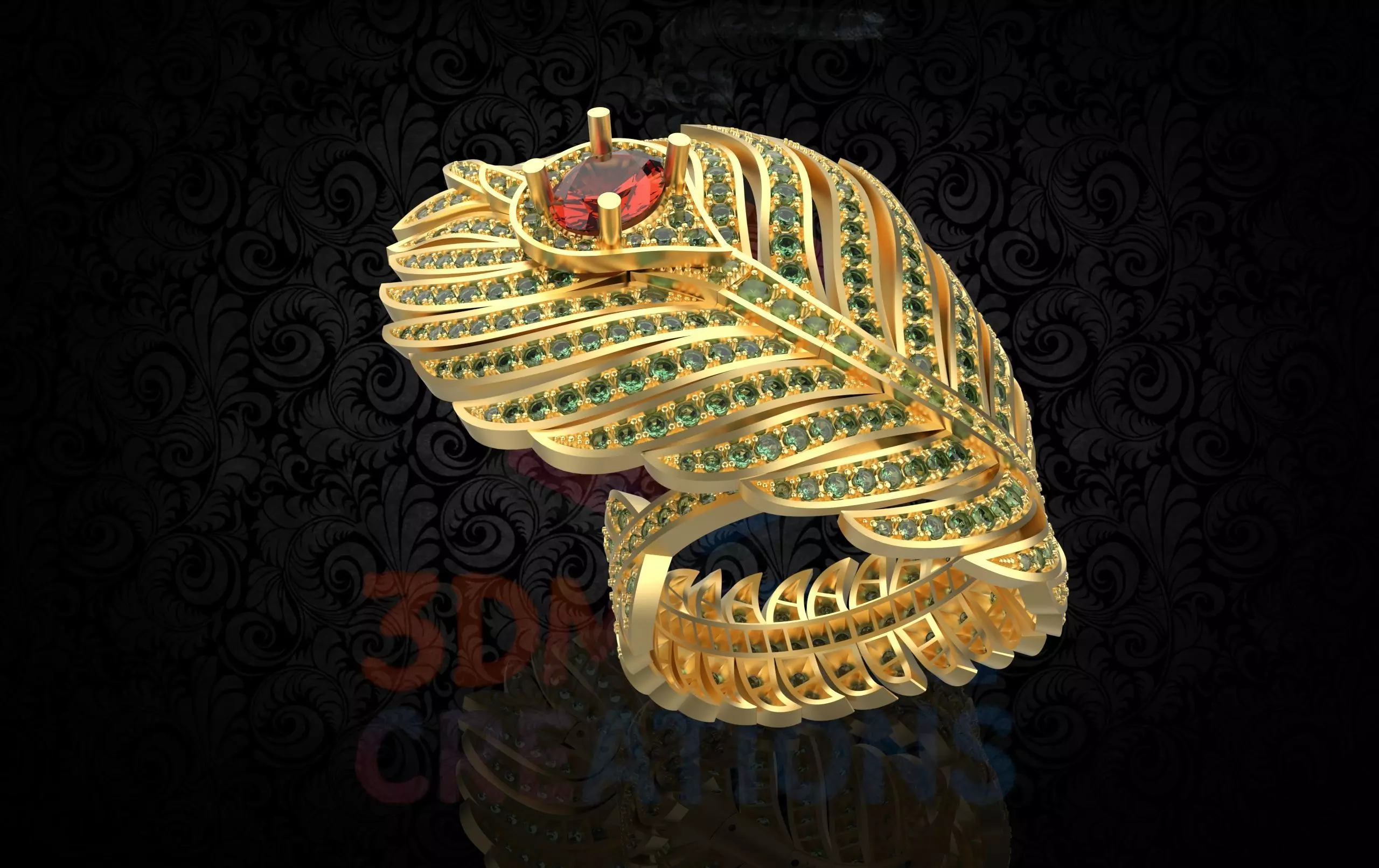 SRM-001 Big Feather Ring 3D print model_2