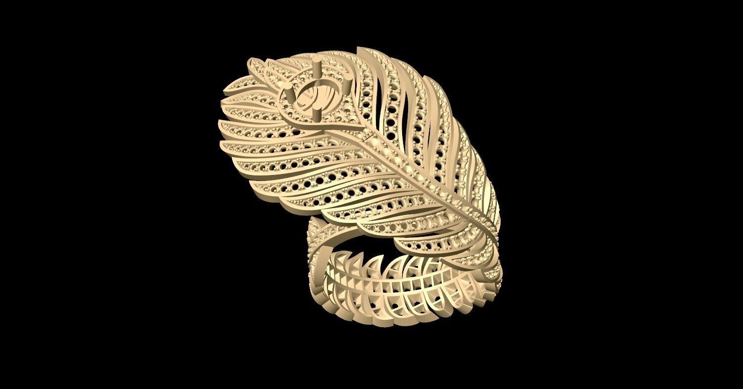 SRM-001 Big Feather Ring 3D print model_8