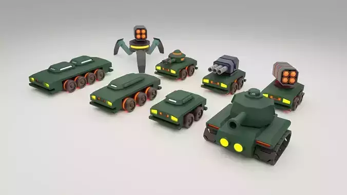 Full pack of low poly vehicles Low-poly 3D model