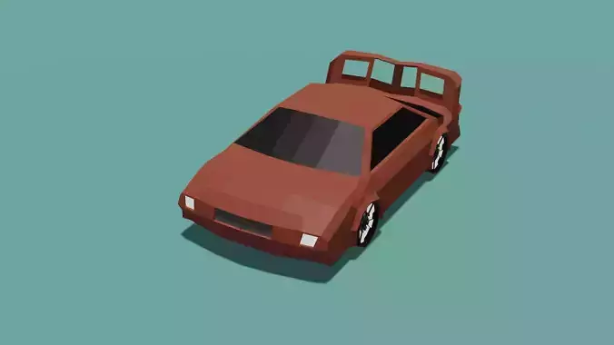 Low poly car back to future