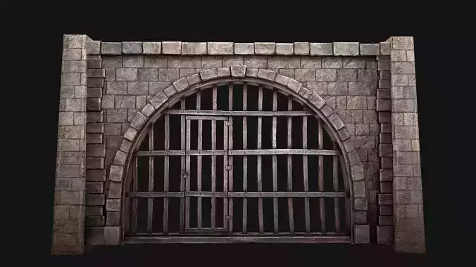 Medieval Prison Bars with Door Low-poly 3D model