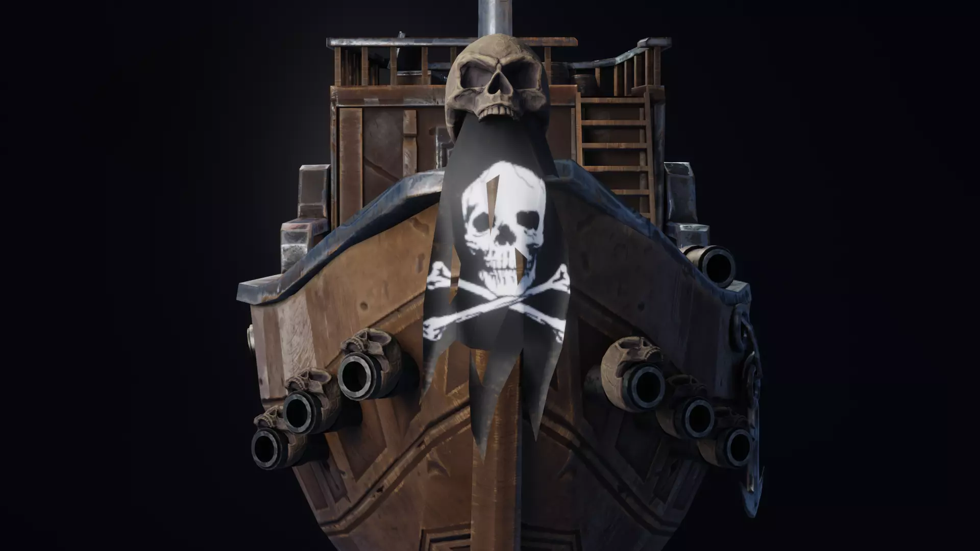 Stylized Pirate Ship Low-poly 3D model