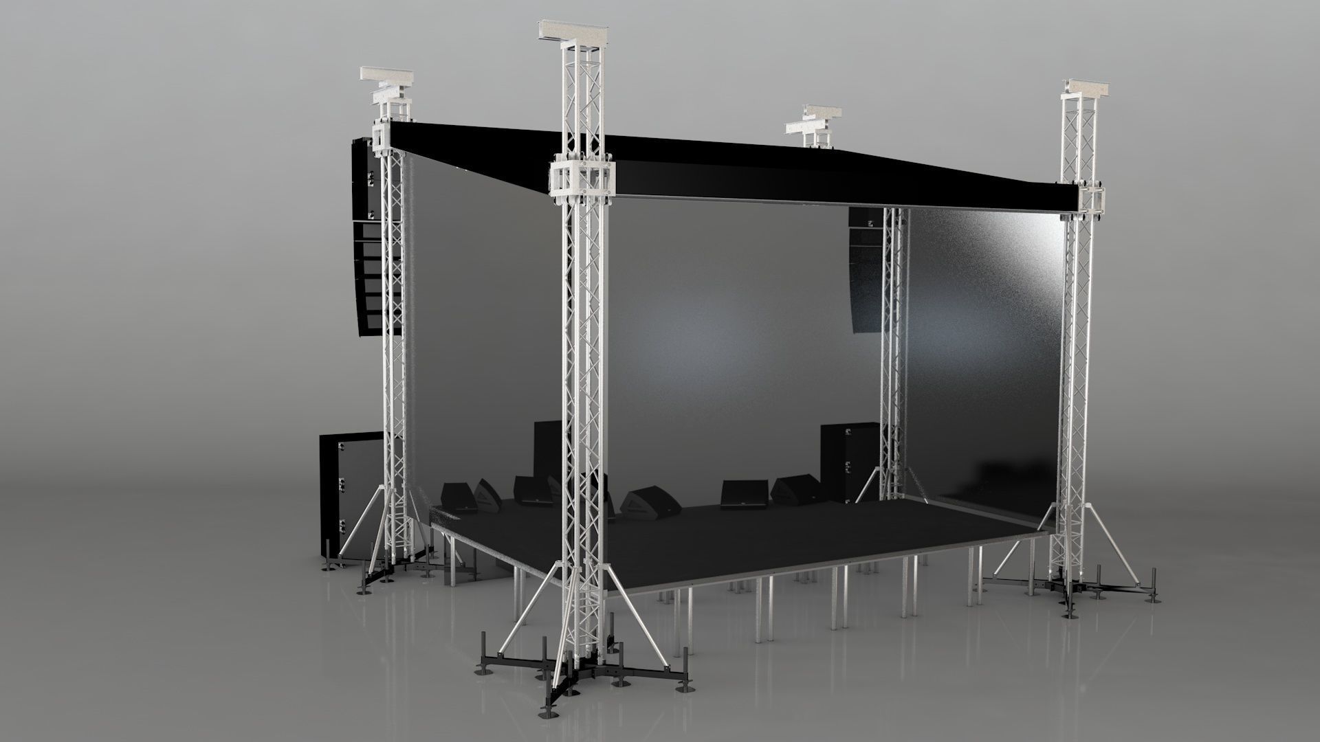 Aluminium Stage Low-poly 3D model_4