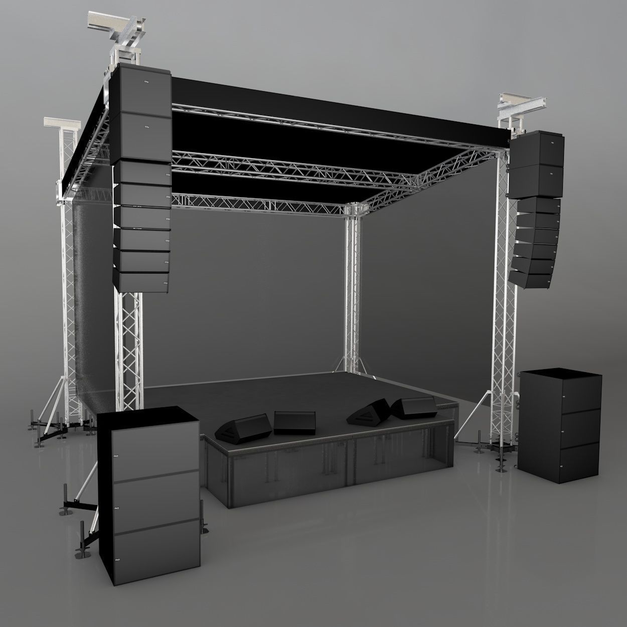Aluminium Stage Low-poly 3D model_10