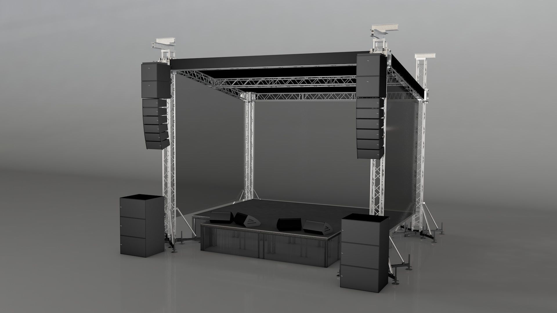 Aluminium Stage Low-poly 3D model_1