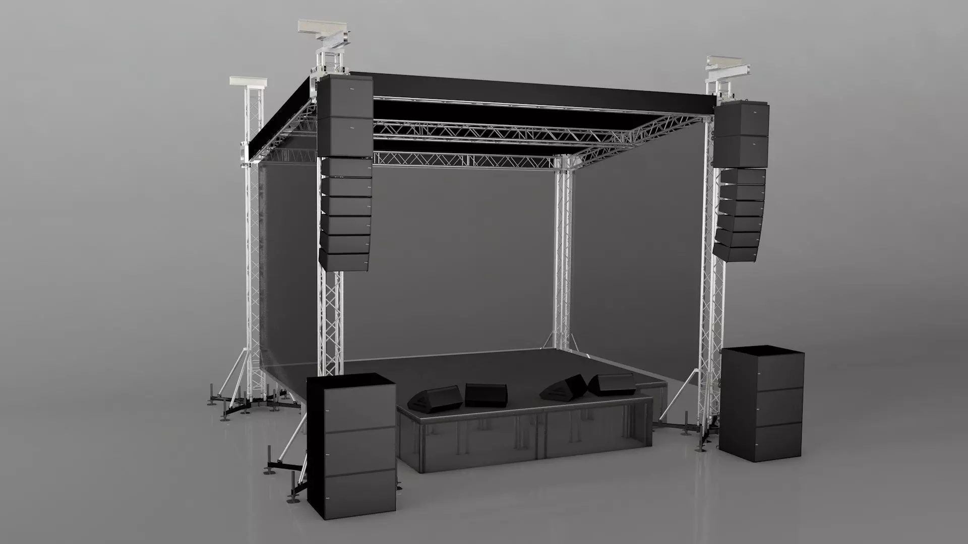 Aluminium Stage Low-poly 3D model_0