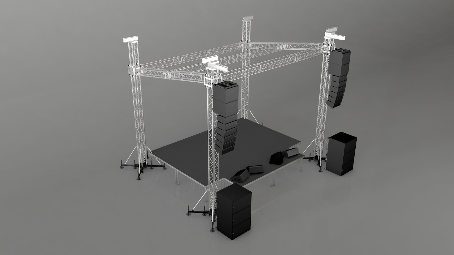 Aluminium Stage Low-poly 3D model_2