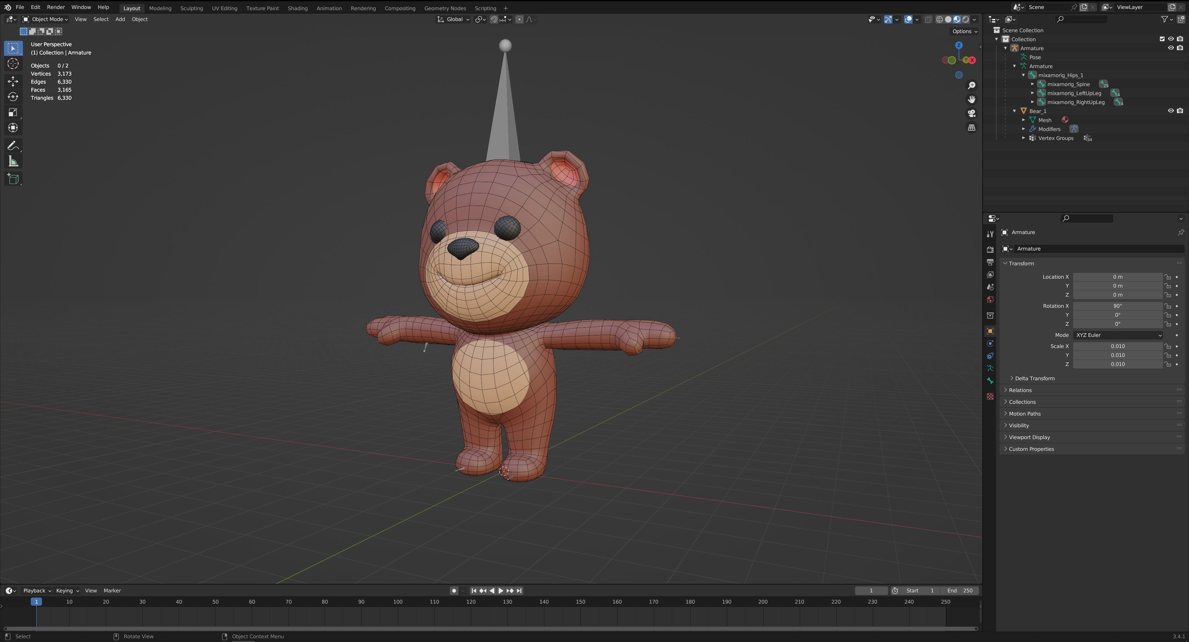 Cartoon Bear Low-poly 3D model_19