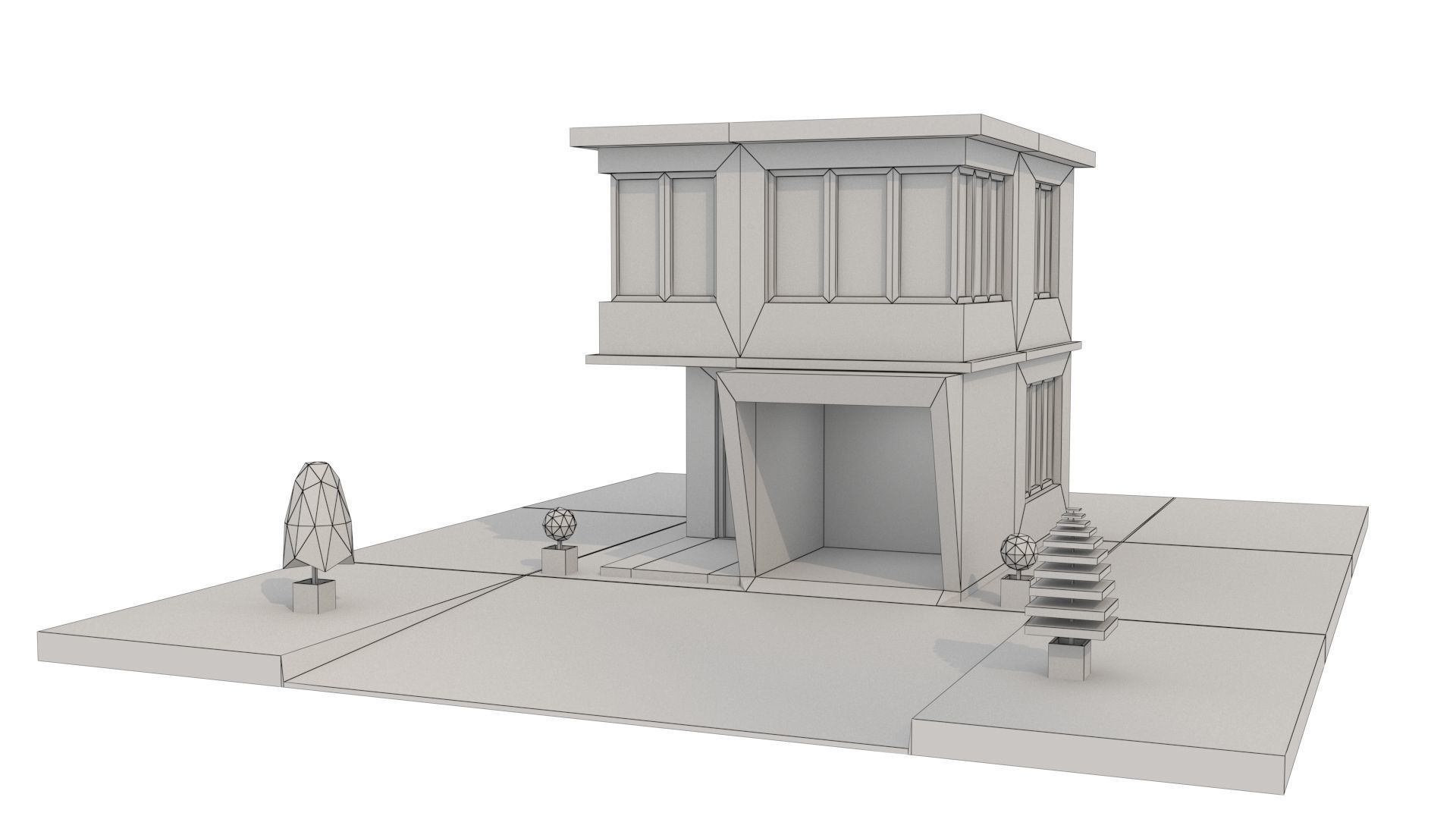 Modern House 02 Low-poly 3D model_12