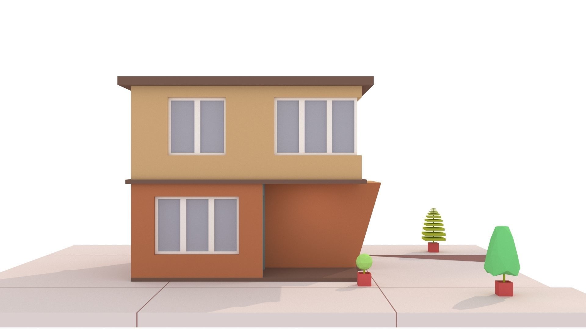 Modern House 02 Low-poly 3D model_8