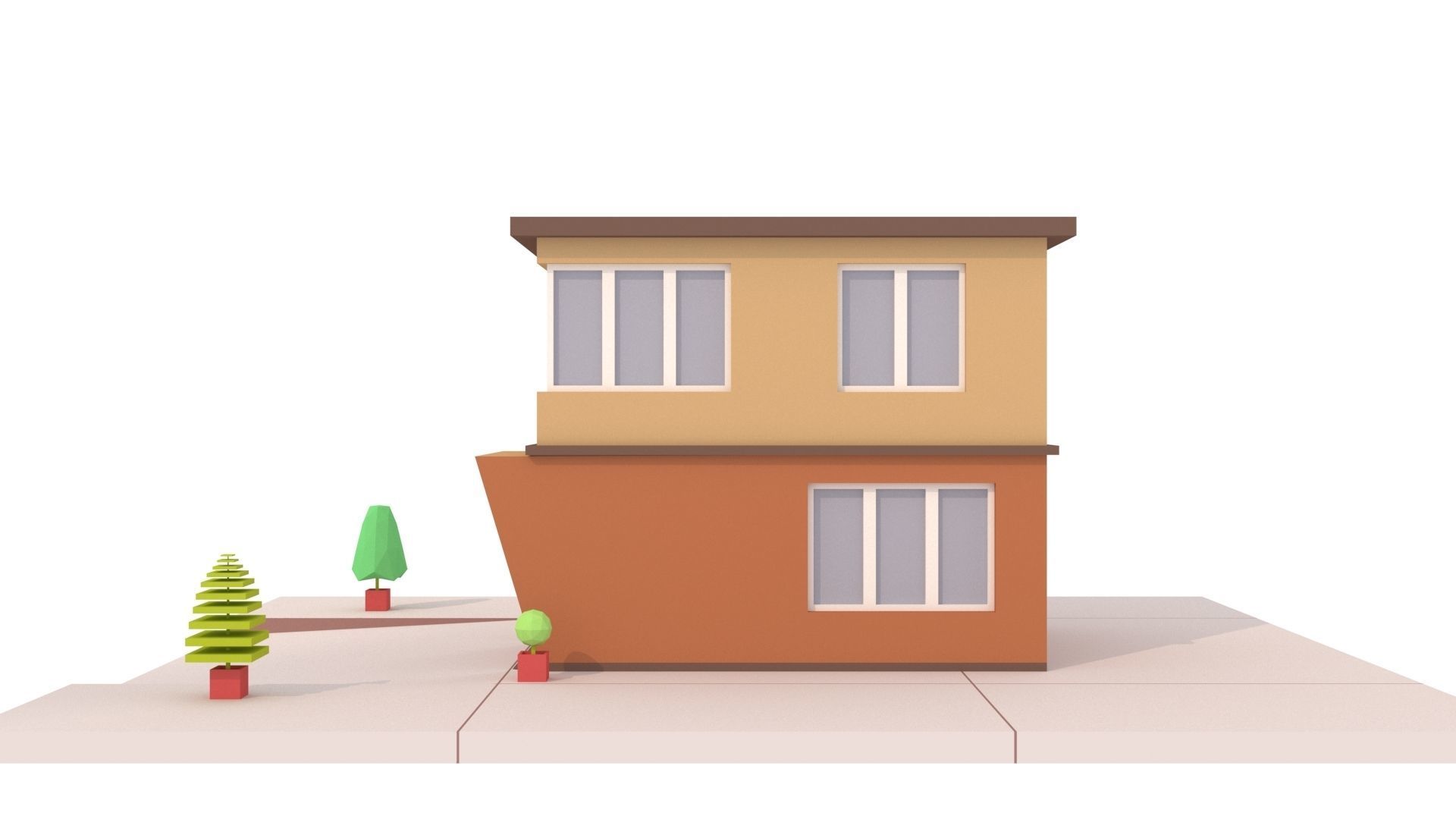 Modern House 02 Low-poly 3D model_7