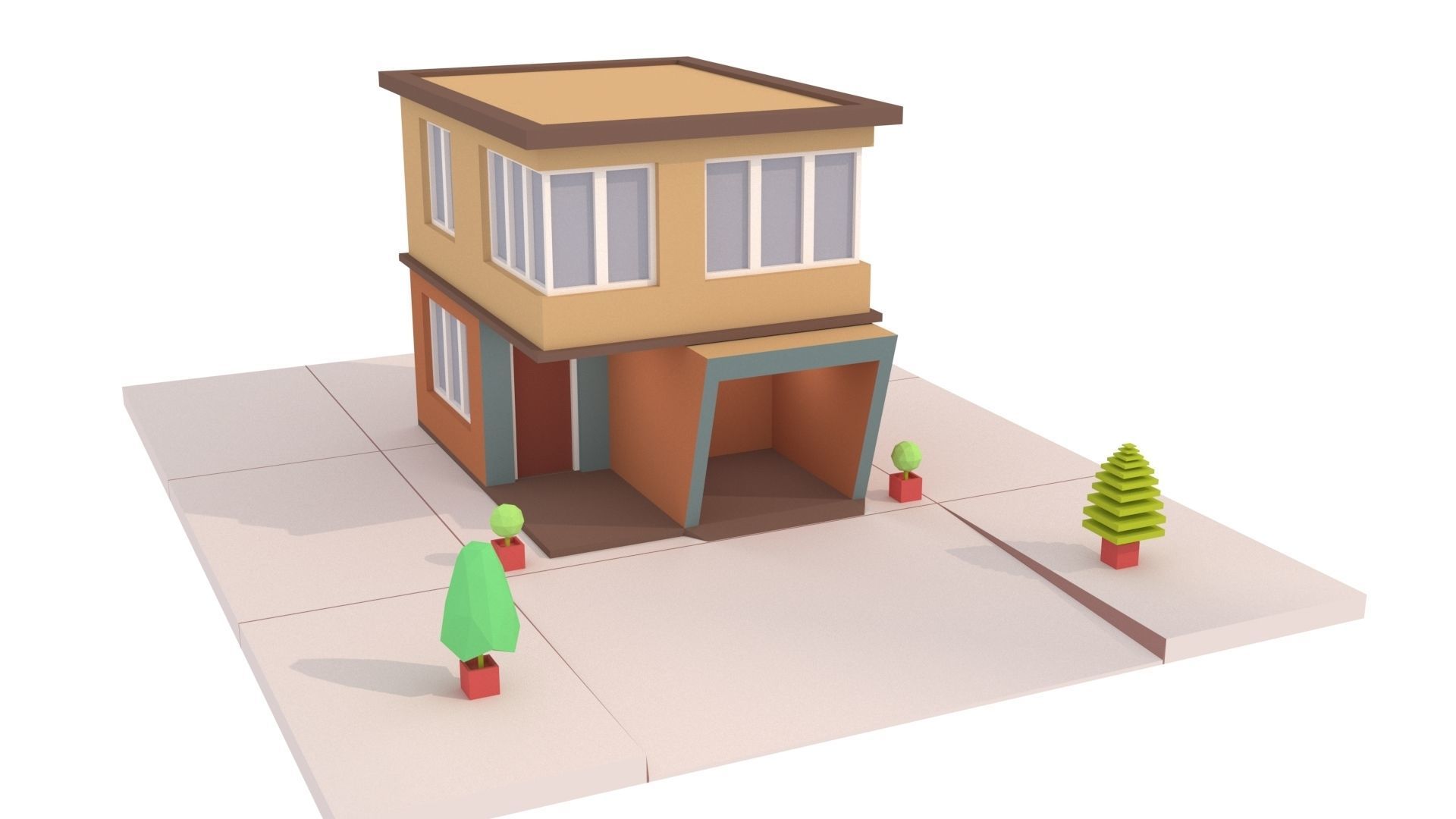 Modern House 02 Low-poly 3D model_5