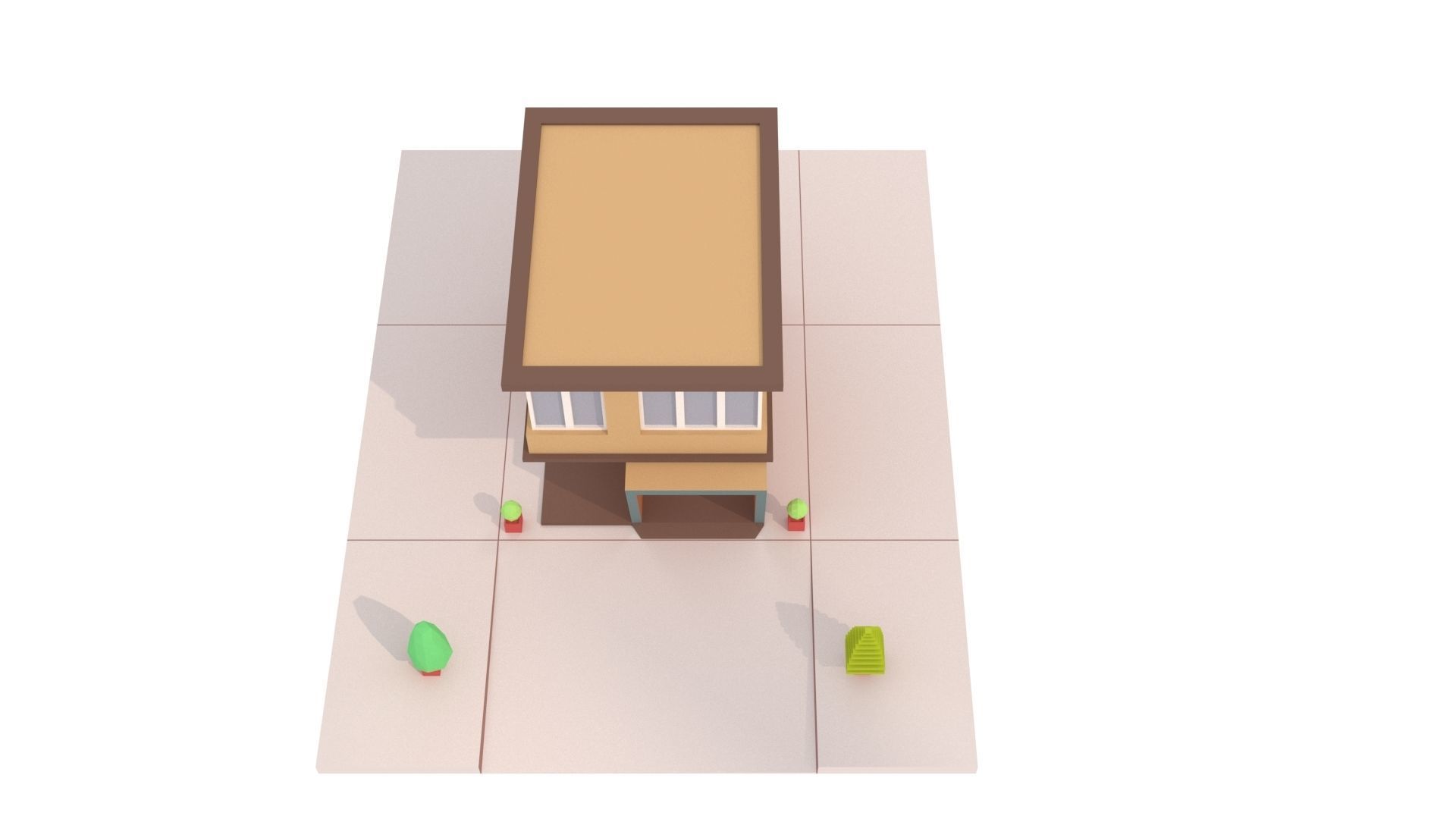 Modern House 02 Low-poly 3D model_3