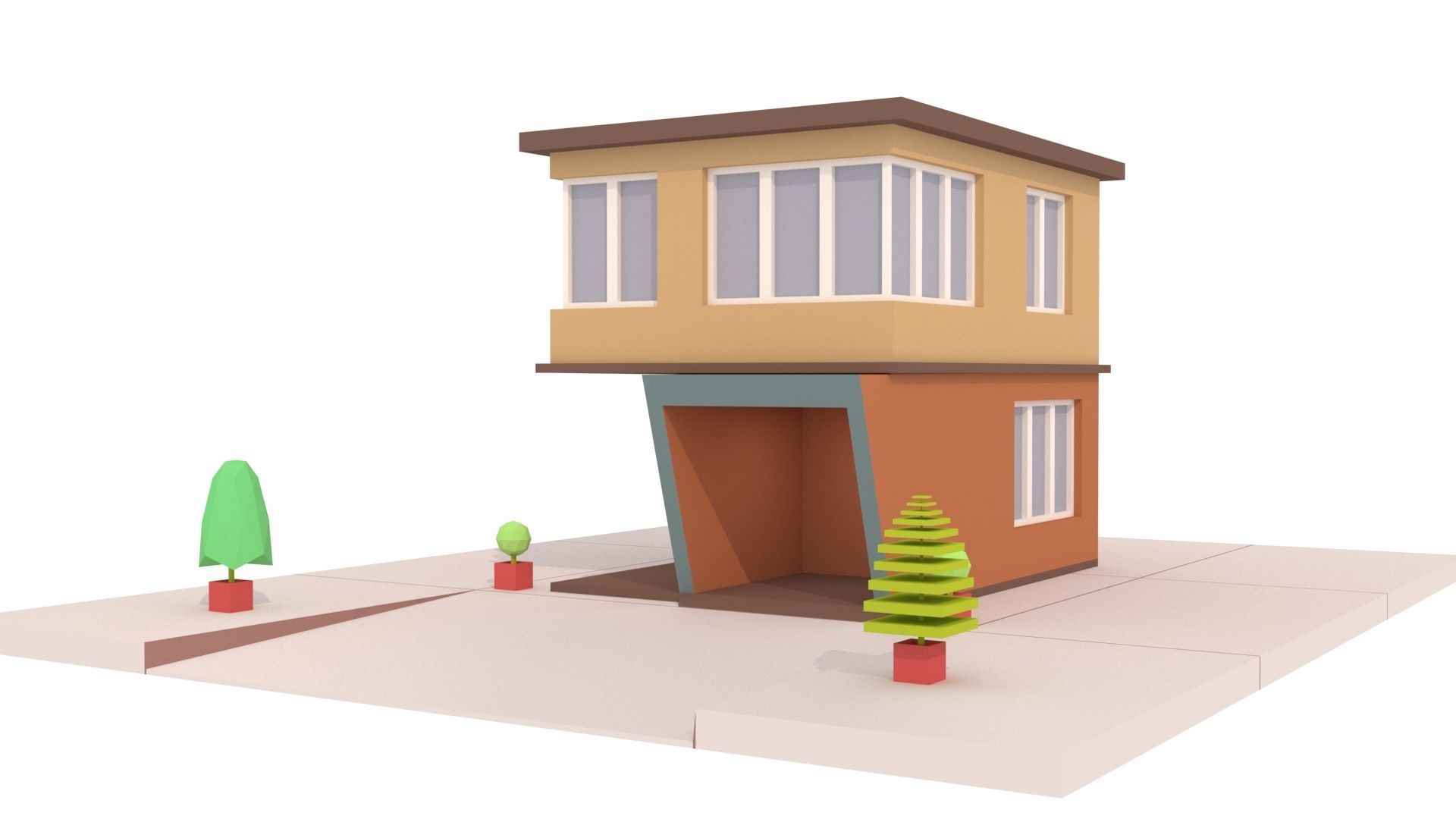 Modern House 02 Low-poly 3D model_6