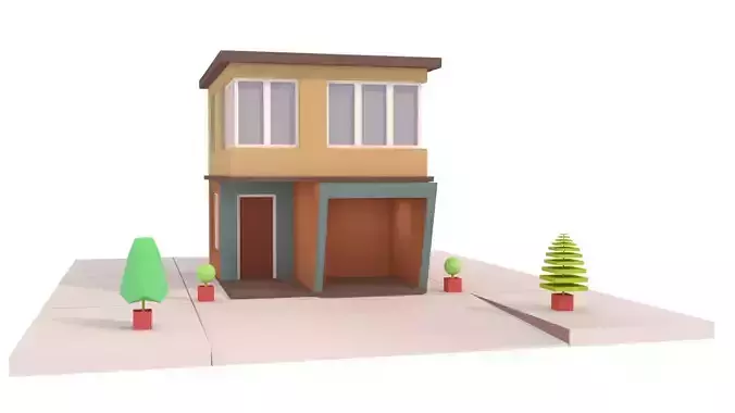 Modern House 02 Low-poly 3D model Modern House 02 Low-poly 3D model