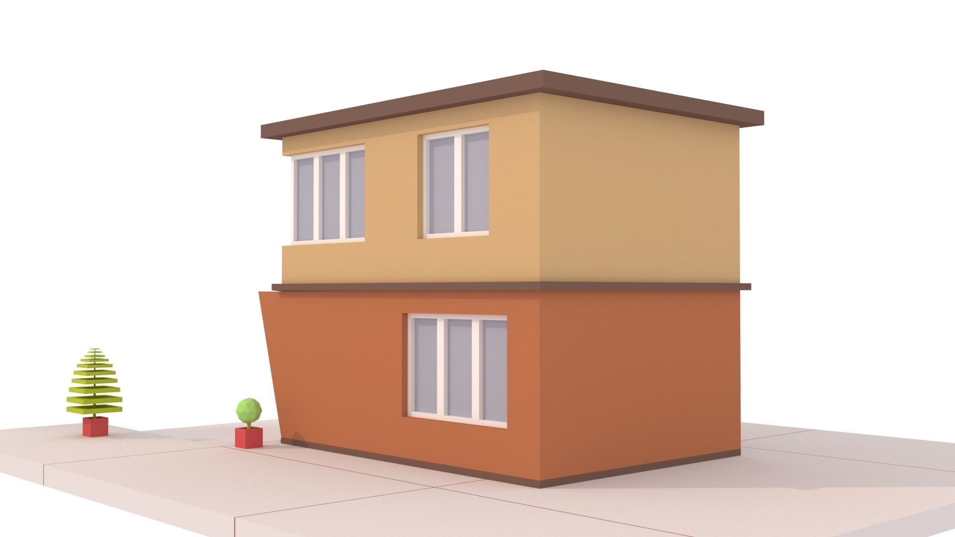Modern House 02 Low-poly 3D model_9