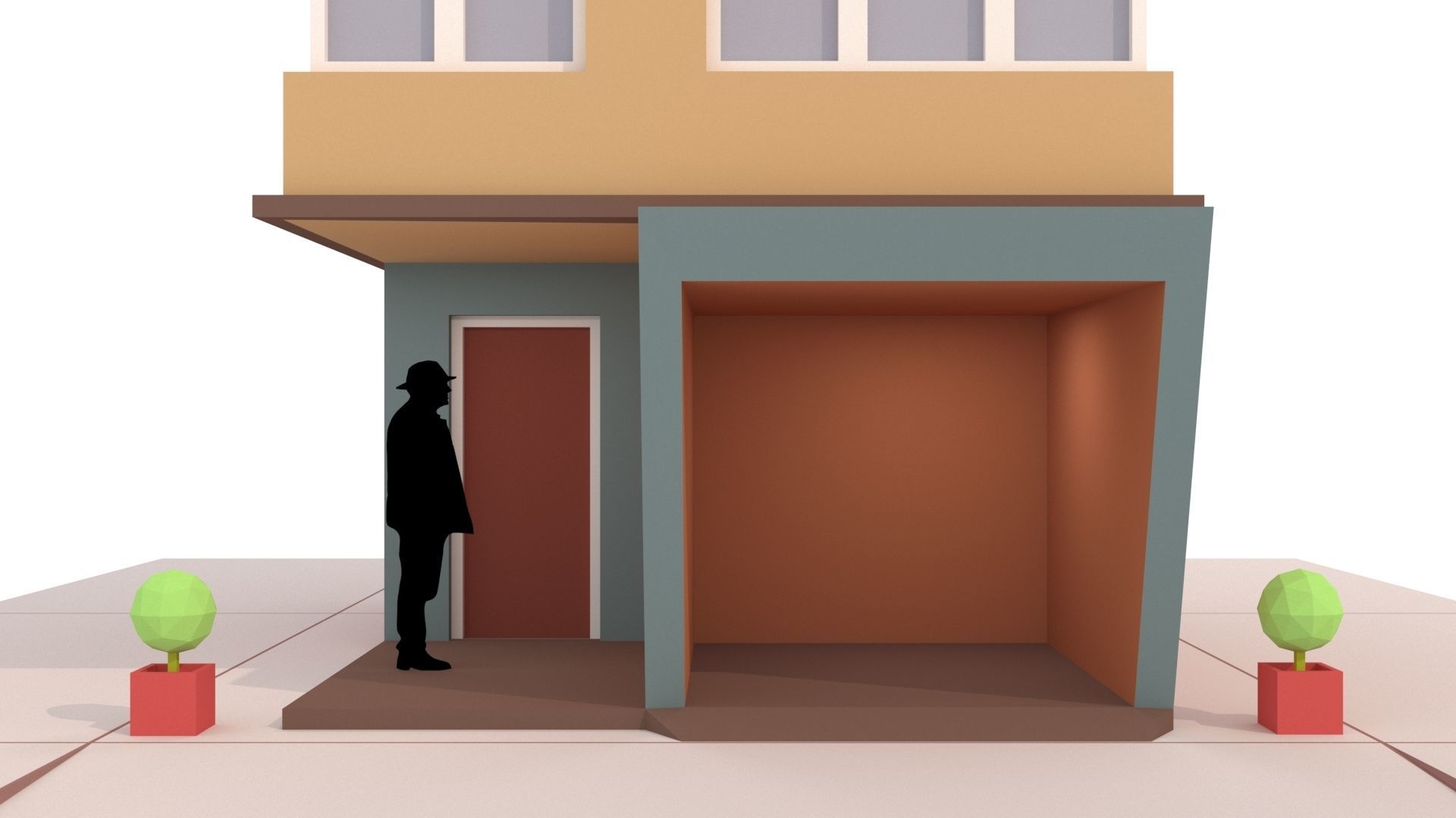 Modern House 02 Low-poly 3D model_4