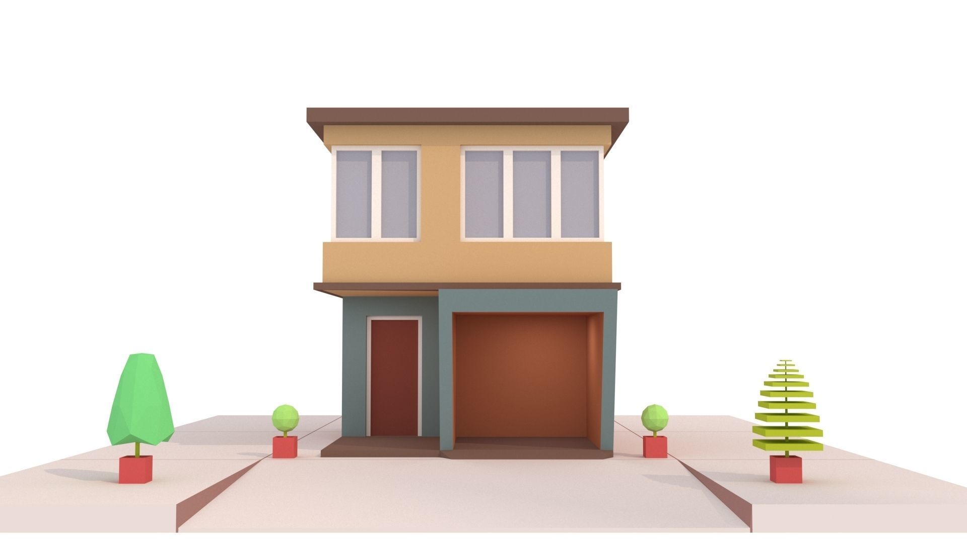 Modern House 02 Low-poly 3D model_2