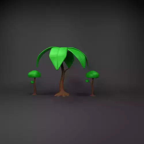 tree model three trees Low-poly 3D model