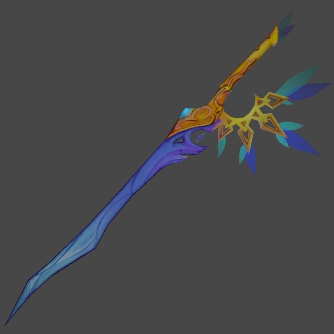 stylized blade Low-poly 3D model_1