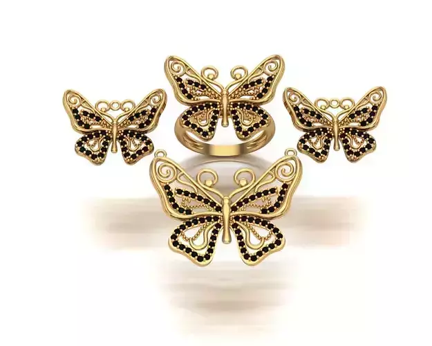 Jewelry butterfly ring set