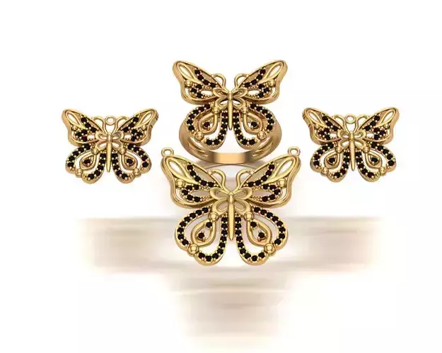 Jewelry butterfly ring set