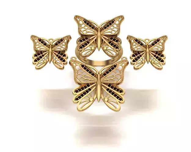 Jewelry butterfly ring set