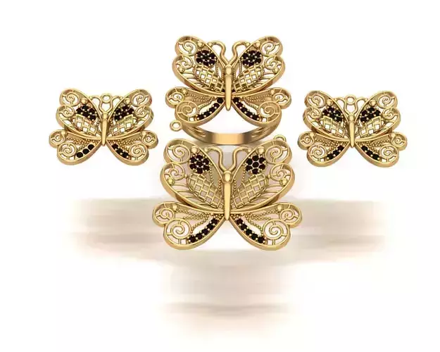 Jewelry butterfly ring set