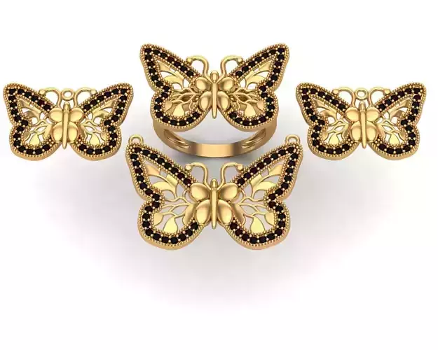 Jewelry butterfly ring set