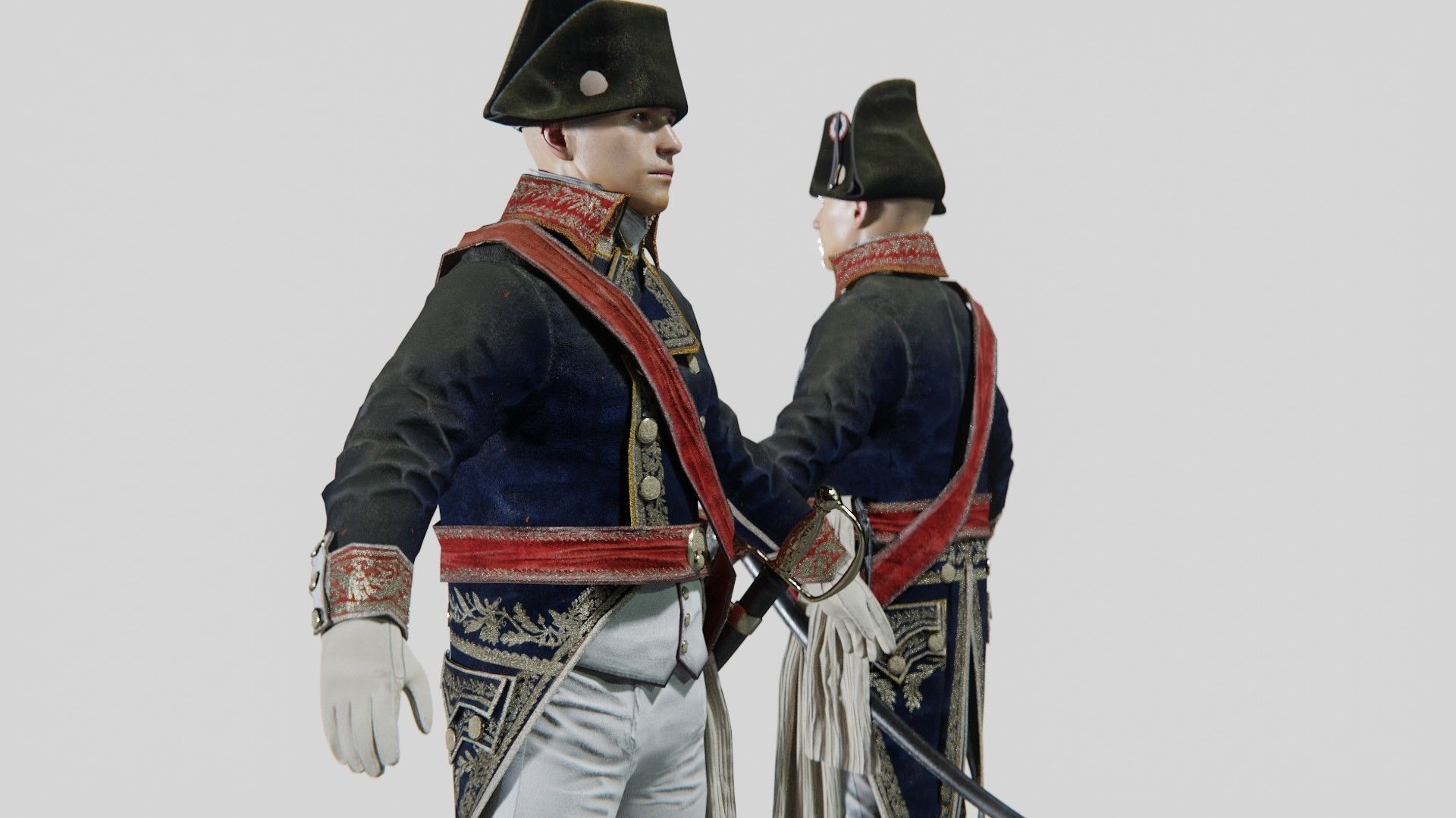 Soldier Napoleon General Rigged Low-poly 3D model_6