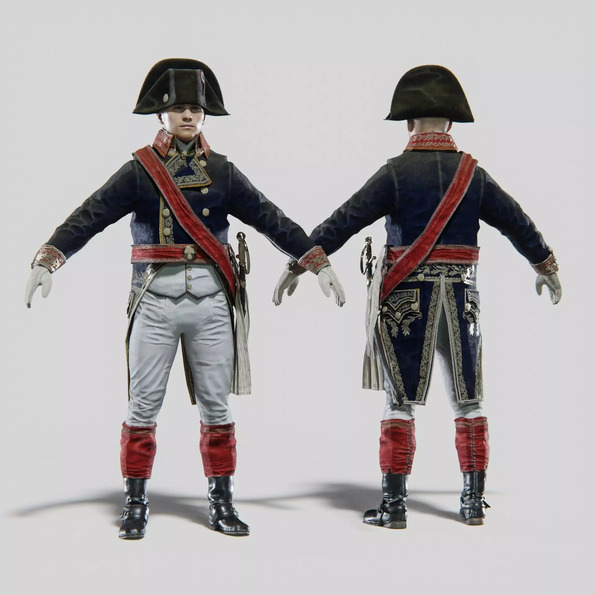 Soldier Napoleon General Rigged Low-poly 3D model_0