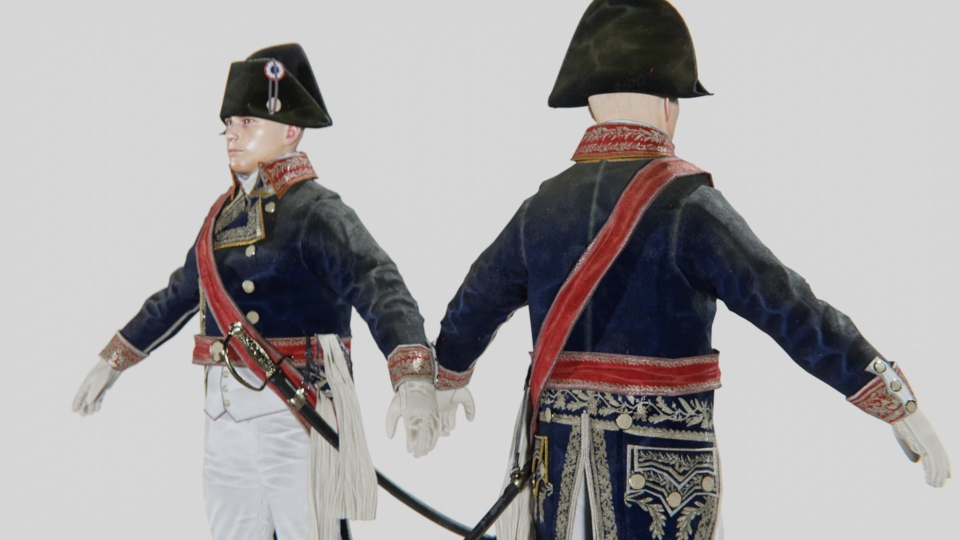 Soldier Napoleon General Rigged Low-poly 3D model_8