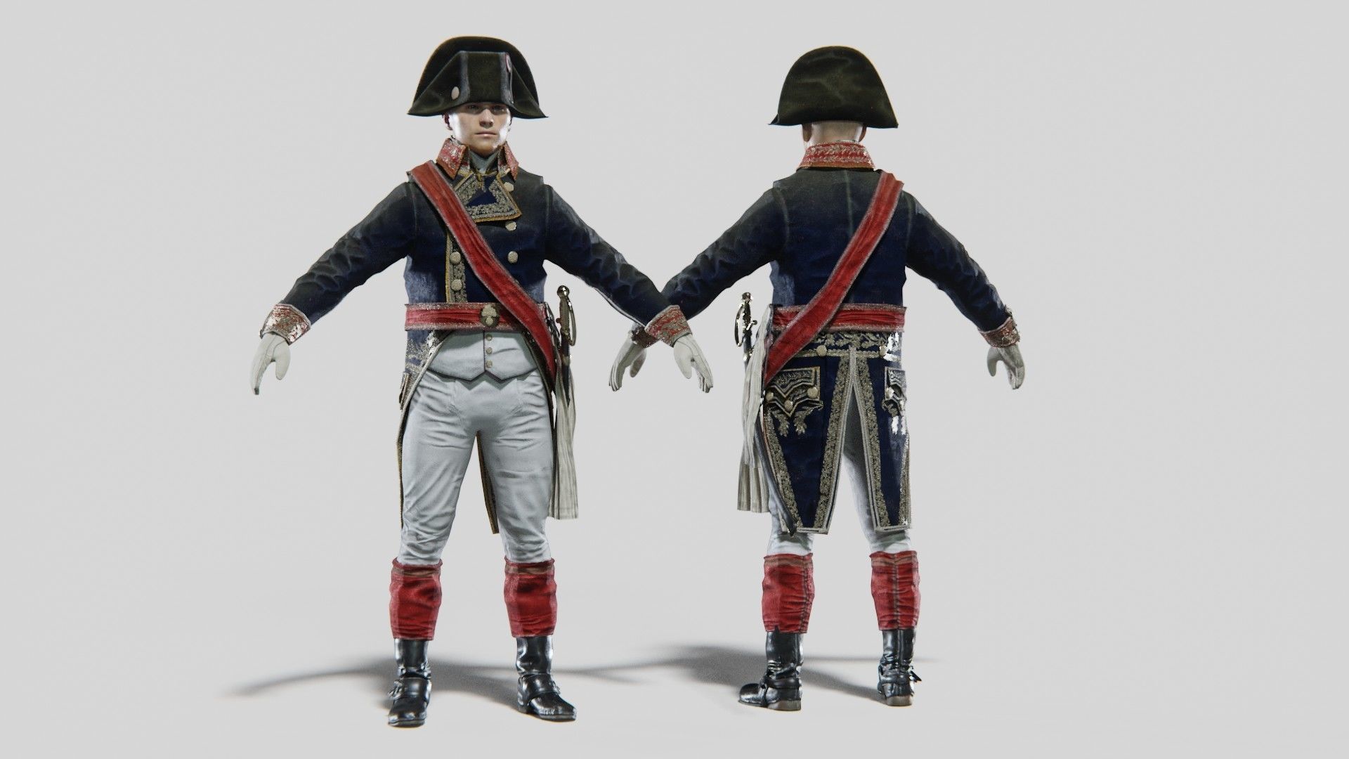 Soldier Napoleon General Rigged Low-poly 3D model_4